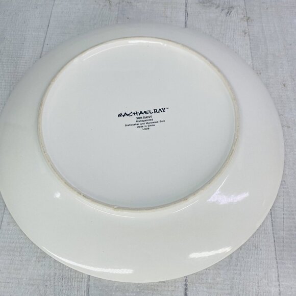 Rachael Ray SUN DAISY L008 Handpainted Blue Lines Stoneware Dinner Plate Set 4 - Picture 5 of 16